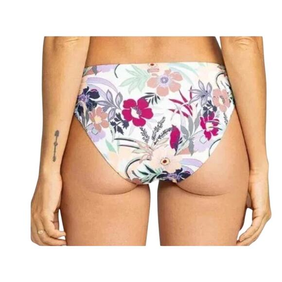 Roxy Floral Beach Classics Bikini Set Hipster Ties Bottom Tri Tie Top Womens M - Picture 3 of 8